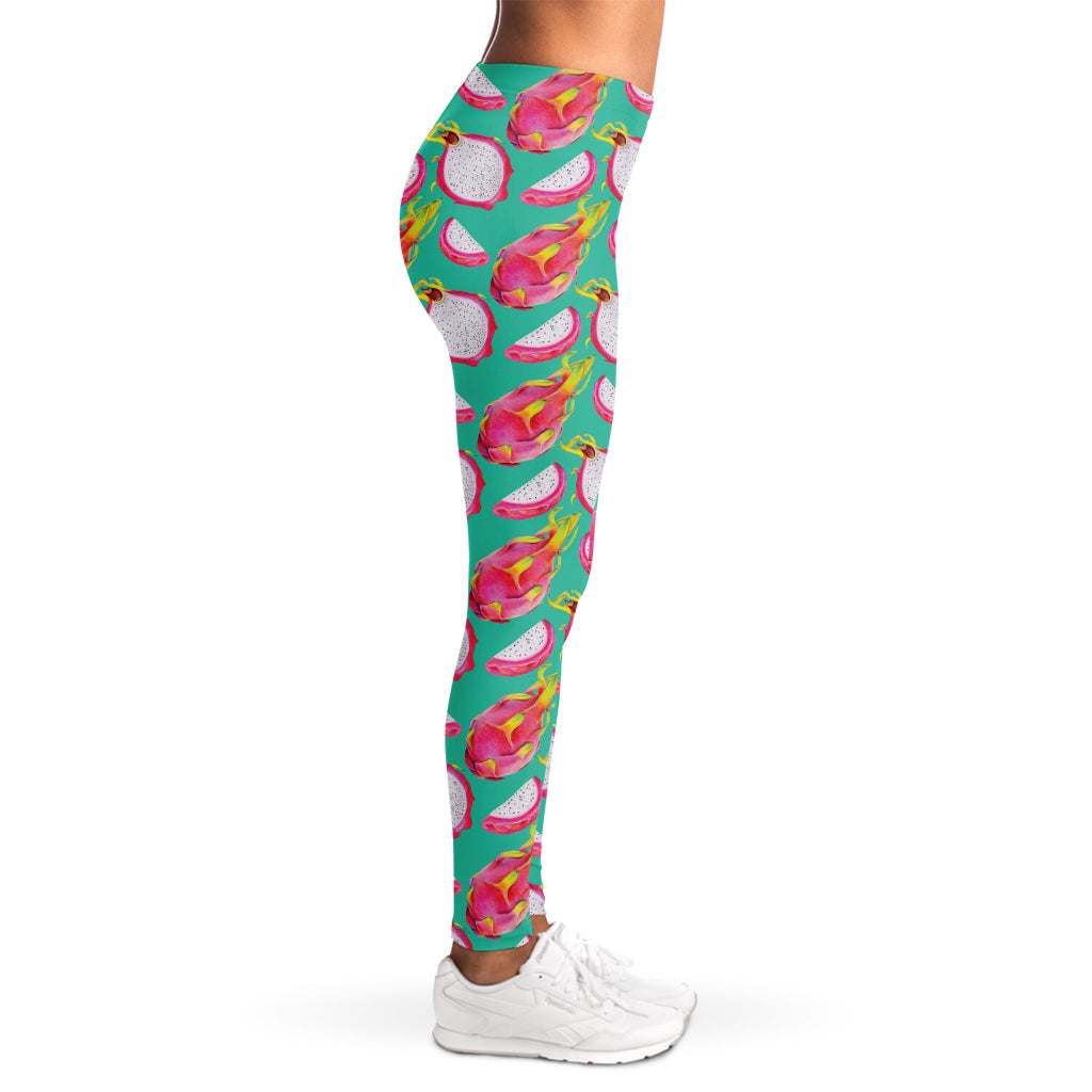 Hand Drawn Dragon Fruit Pattern Print Women's Leggings