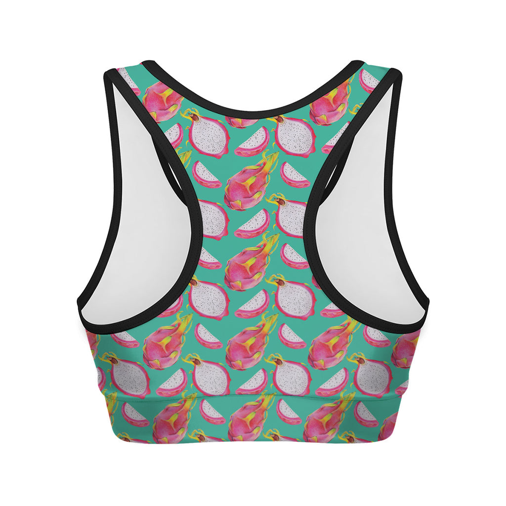 Hand Drawn Dragon Fruit Pattern Print Women's Sports Bra
