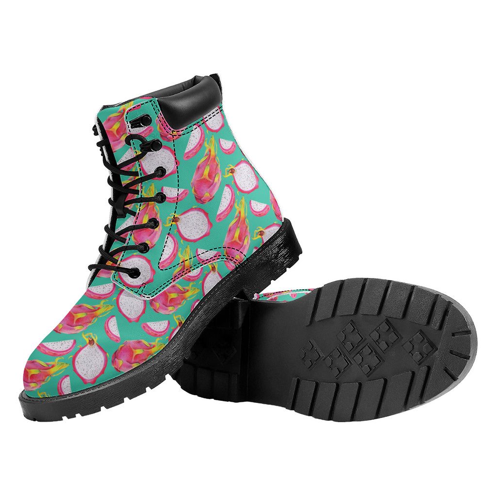 Hand Drawn Dragon Fruit Pattern Print Work Boots