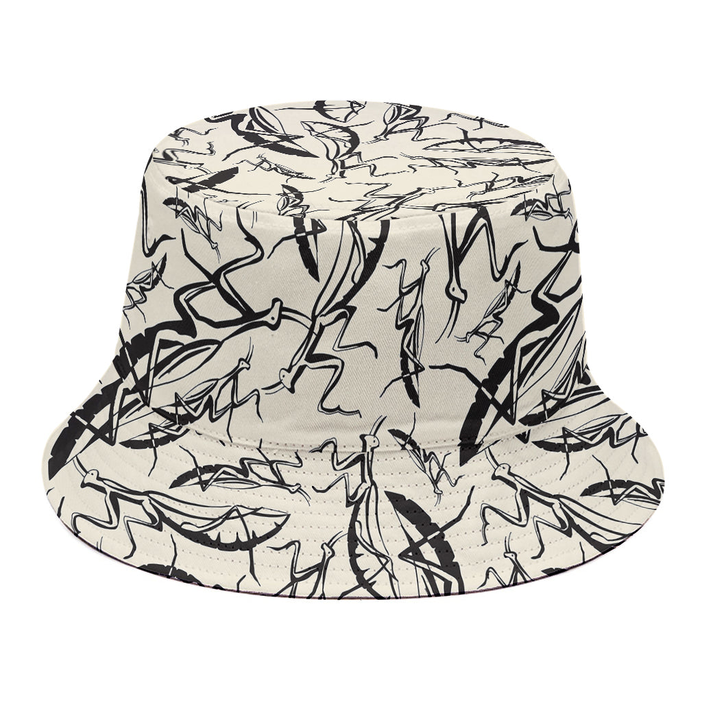Hand Drawn Mantis Pattern Print Bucket Hat