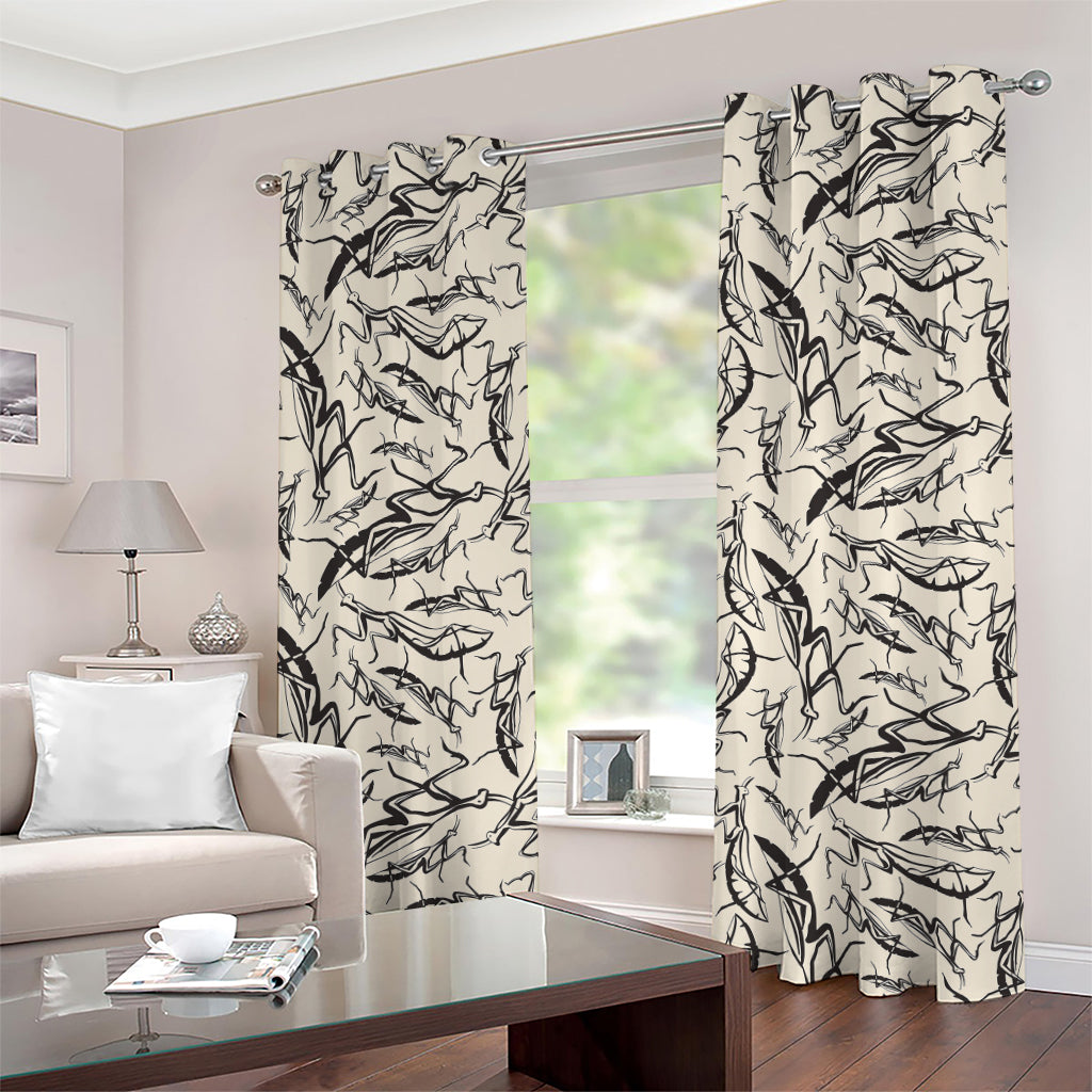 Hand Drawn Mantis Pattern Print Grommet Curtains