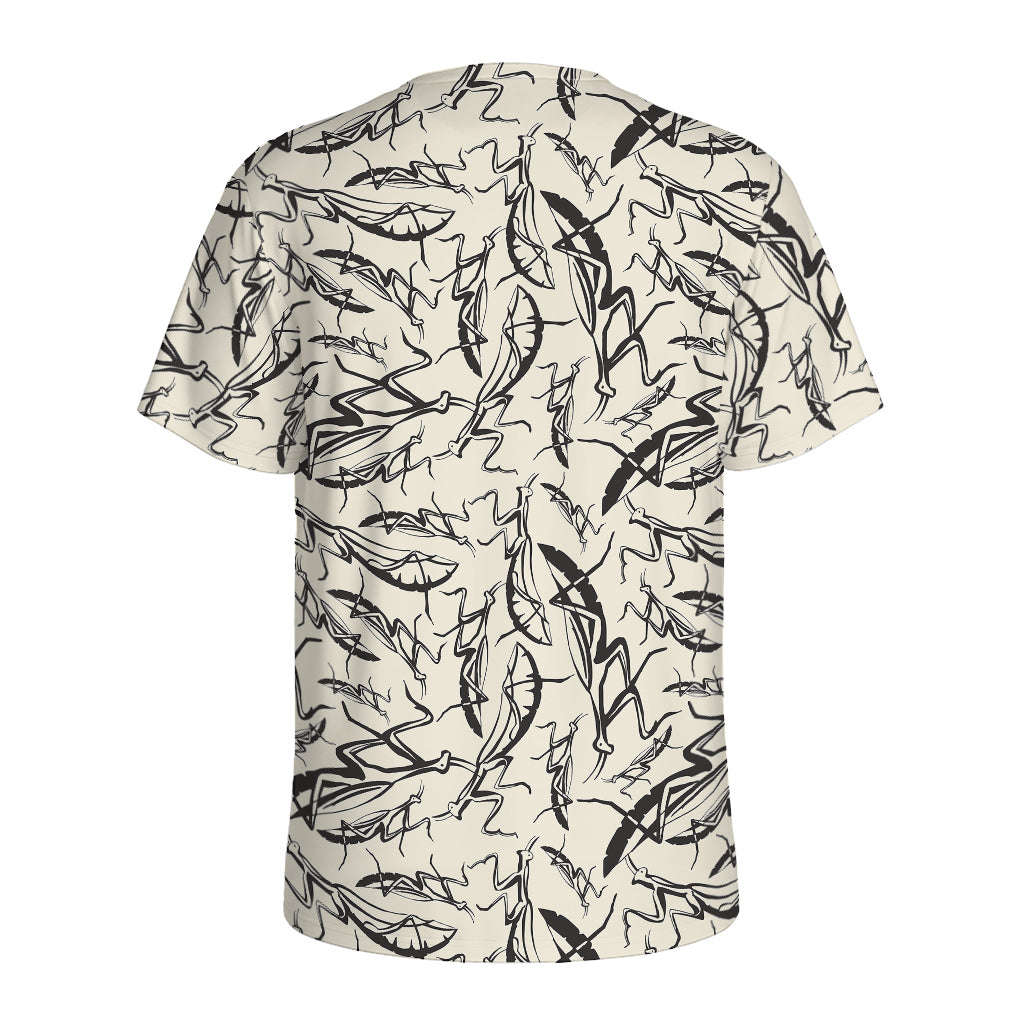 Hand Drawn Mantis Pattern Print Men's Sports T-Shirt
