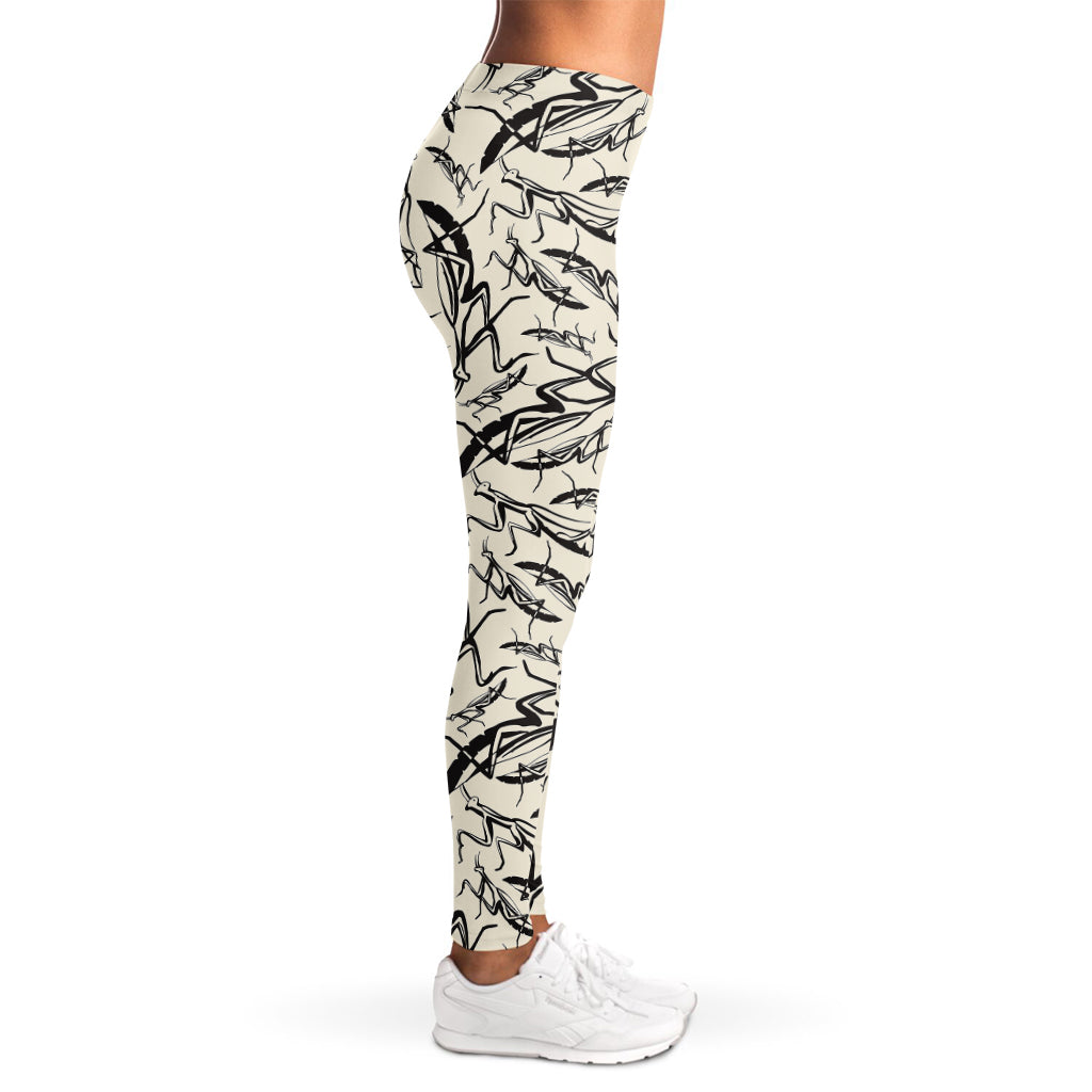 Hand Drawn Mantis Pattern Print Women's Leggings