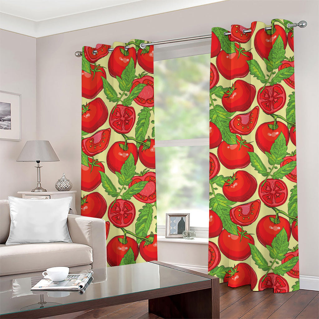 Hand Drawn Tomato Pattern Print Grommet Curtains