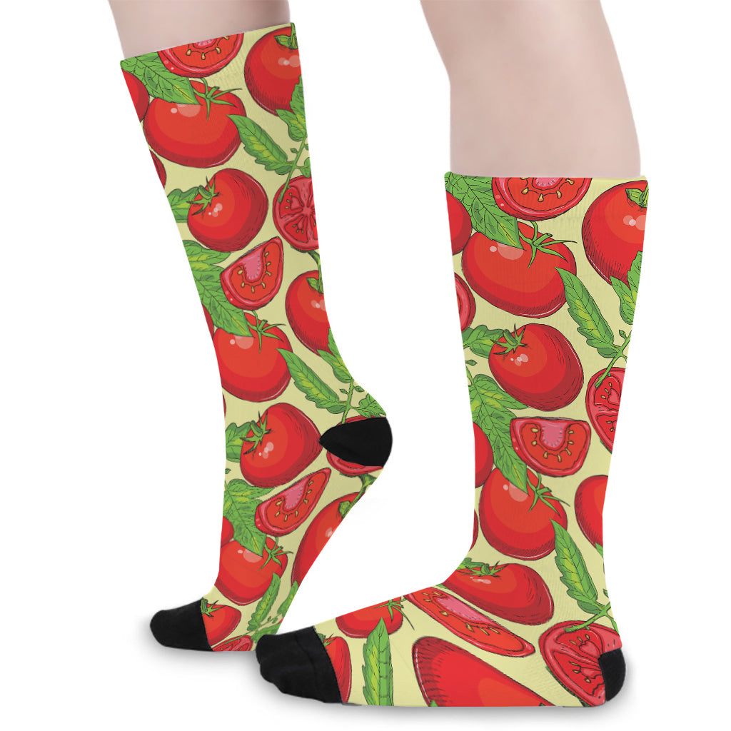 Hand Drawn Tomato Pattern Print Long Socks