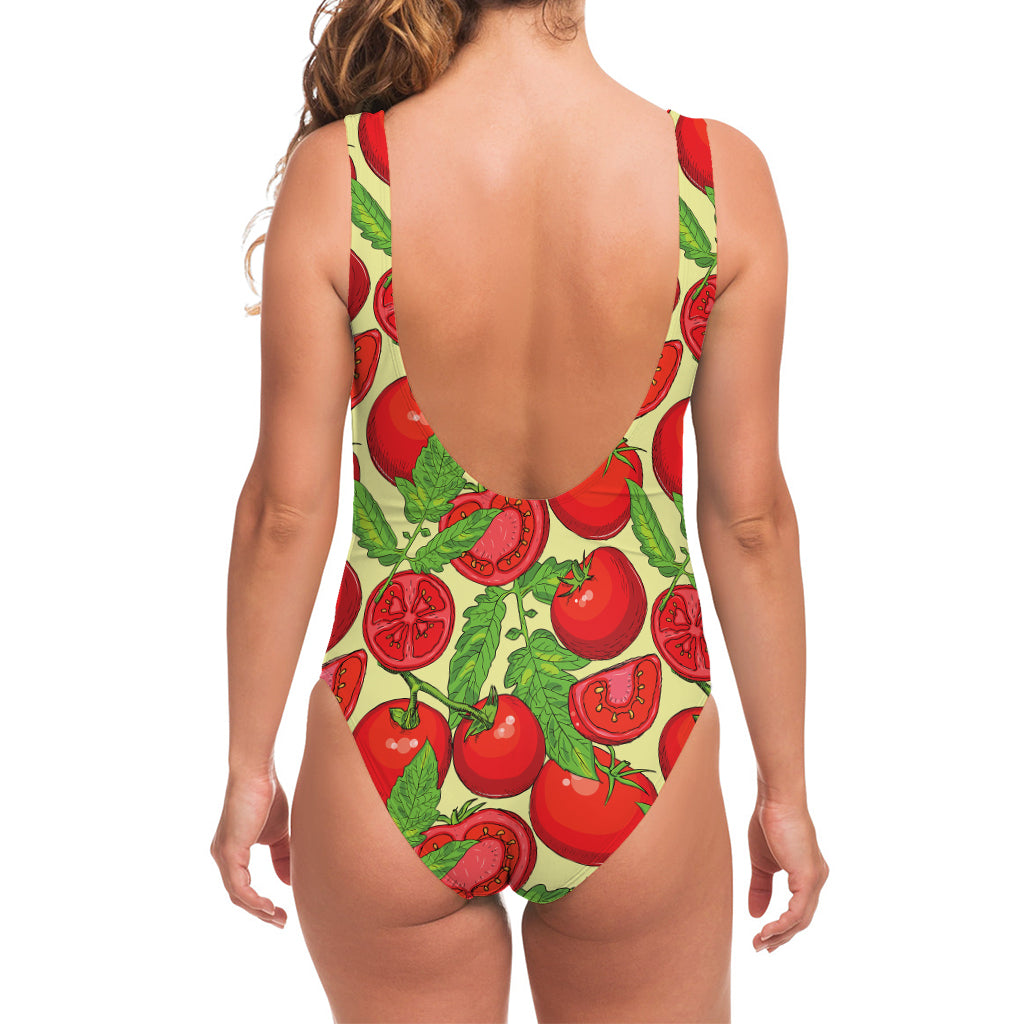 Hand Drawn Tomato Pattern Print One Piece Swimsuit