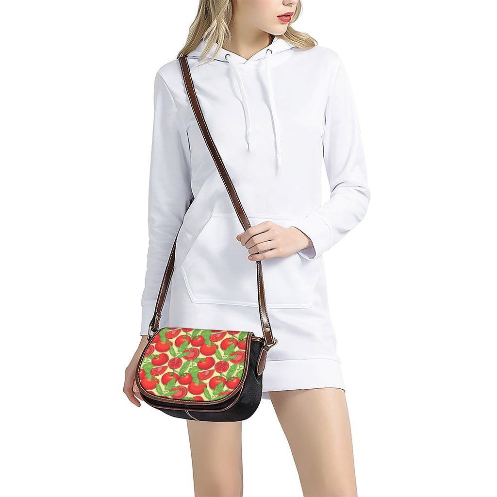 Hand Drawn Tomato Pattern Print Saddle Bag