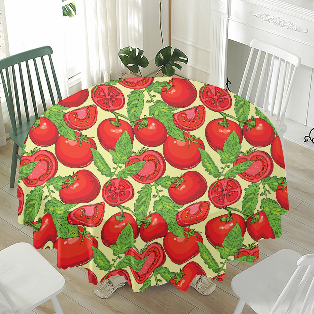 Hand Drawn Tomato Pattern Print Waterproof Round Tablecloth
