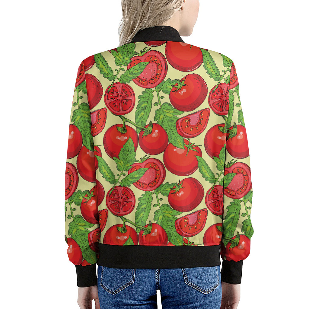 Hand Drawn Tomato Pattern Print Women's Bomber Jacket