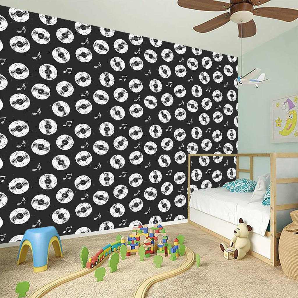Hand Drawn Vinyl Record Pattern Print Wall Sticker