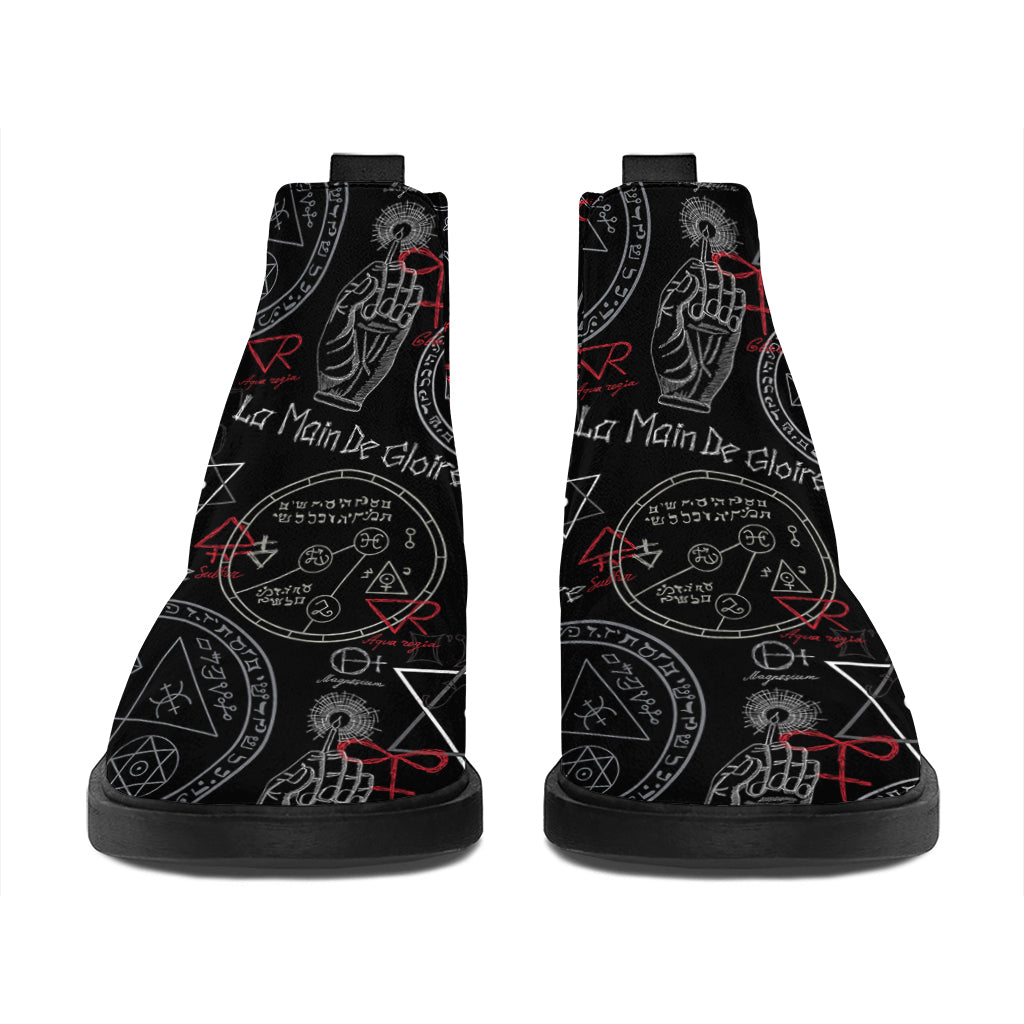 Hand Of Glory Black Magic Witch Print Flat Ankle Boots
