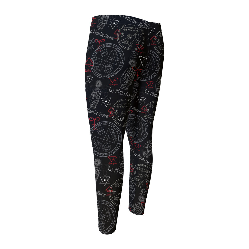 Hand Of Glory Black Magic Witch Print Men's Compression Pants