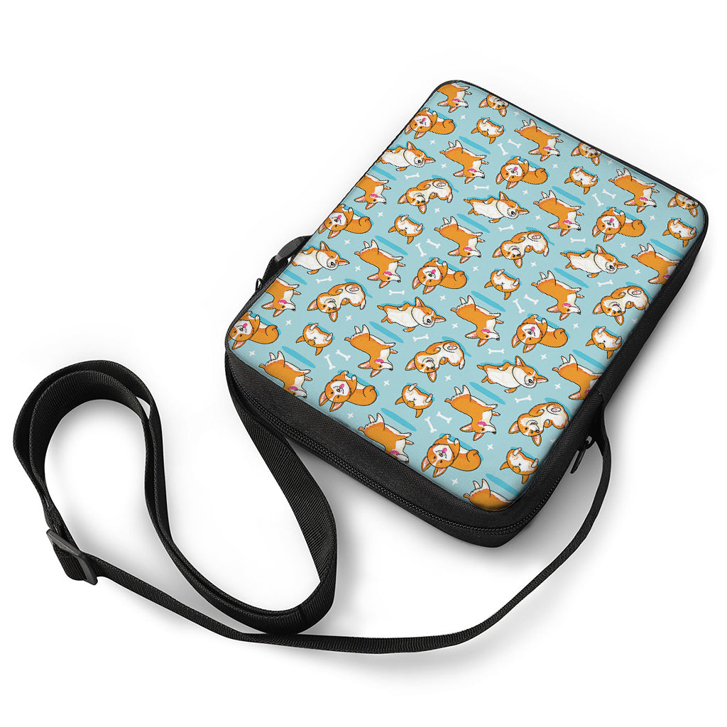 Happy Corgi Pattern Print Rectangular Crossbody Bag