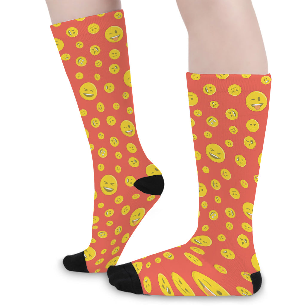 Happy Emoji Pattern Print Long Socks
