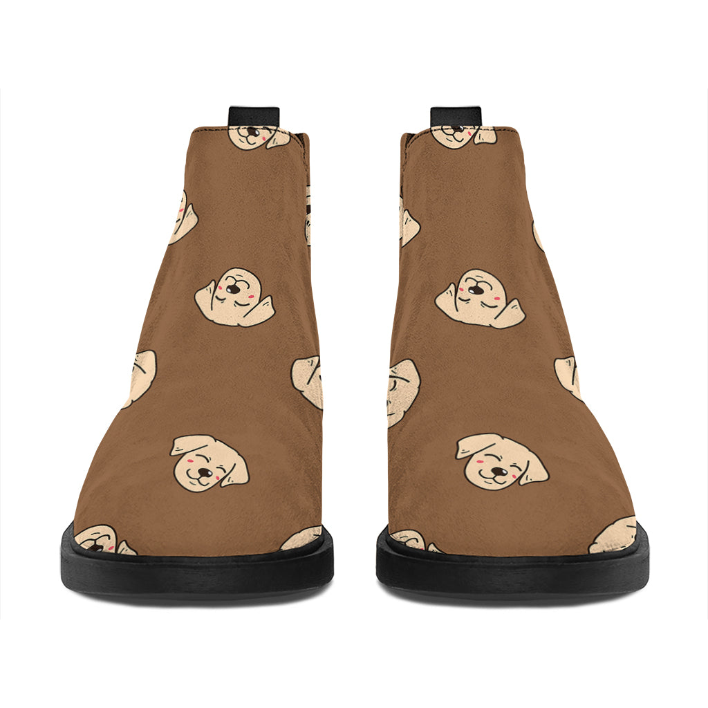 Happy Labrador Retriever Pattern Print Flat Ankle Boots