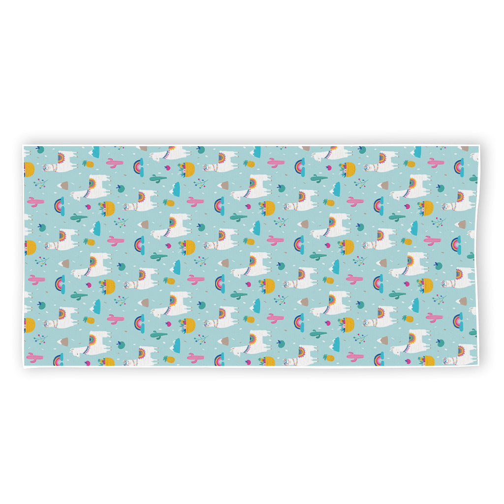 Happy Llama And Cactus Pattern Print Beach Towel