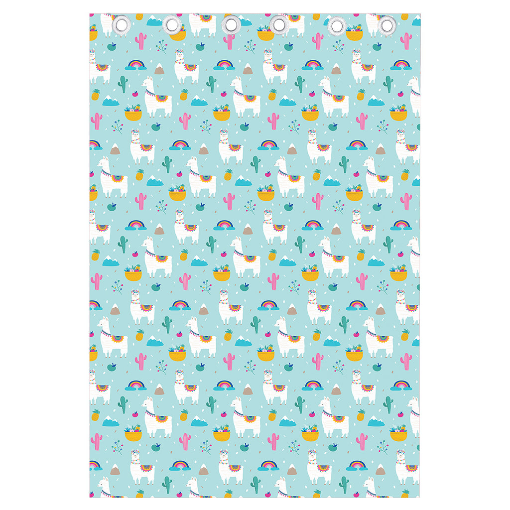 Happy Llama And Cactus Pattern Print Curtain