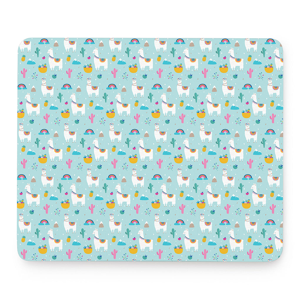 Happy Llama And Cactus Pattern Print Mouse Pad