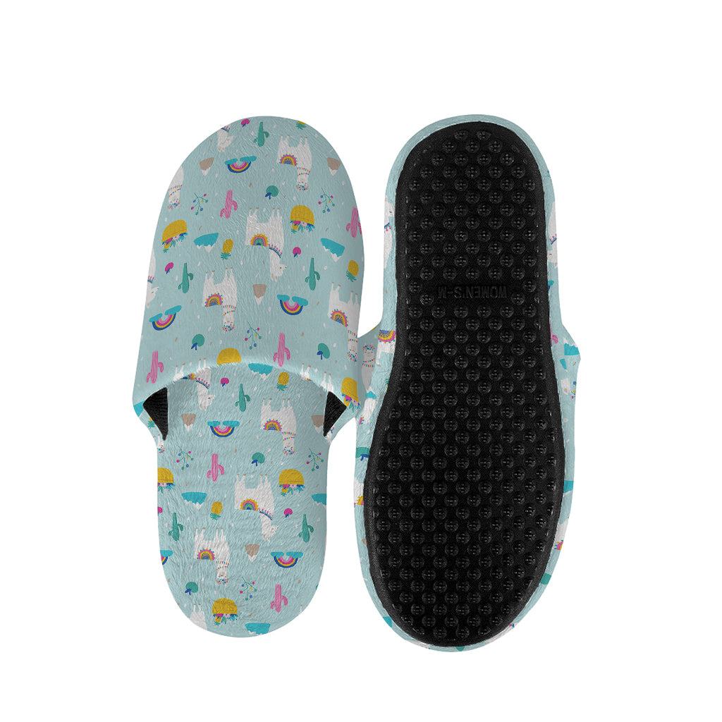Happy Llama And Cactus Pattern Print Slippers