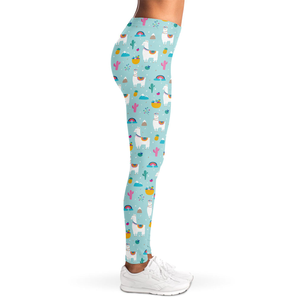 Happy Llama And Cactus Pattern Print Women's Leggings