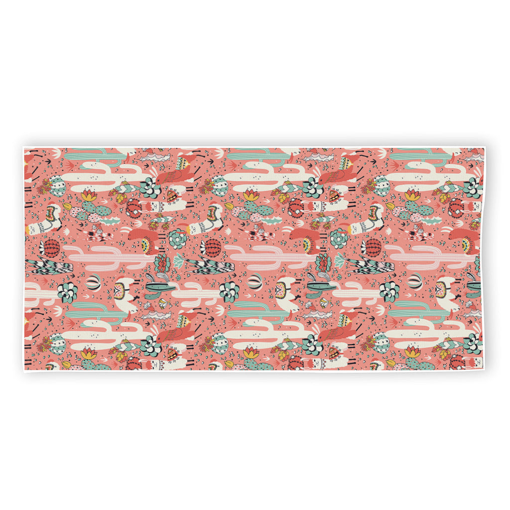 Happy Llama Pattern Print Beach Towel
