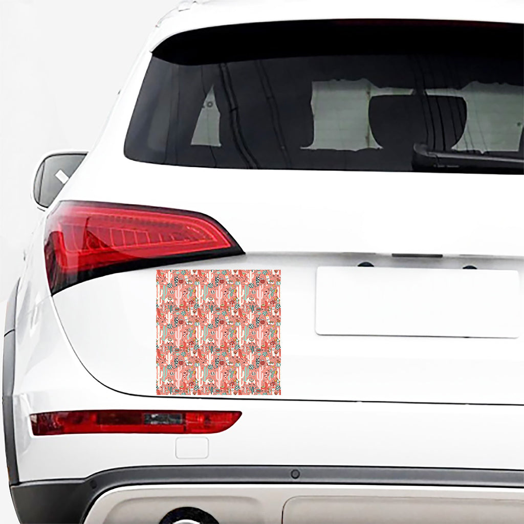 Happy Llama Pattern Print Car Sticker