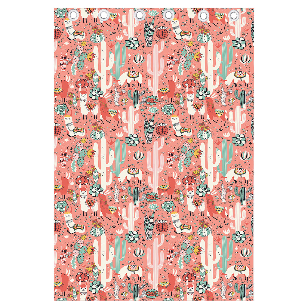 Happy Llama Pattern Print Curtain
