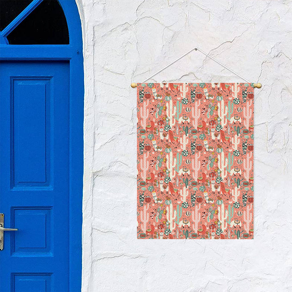 Happy Llama Pattern Print Garden Flag