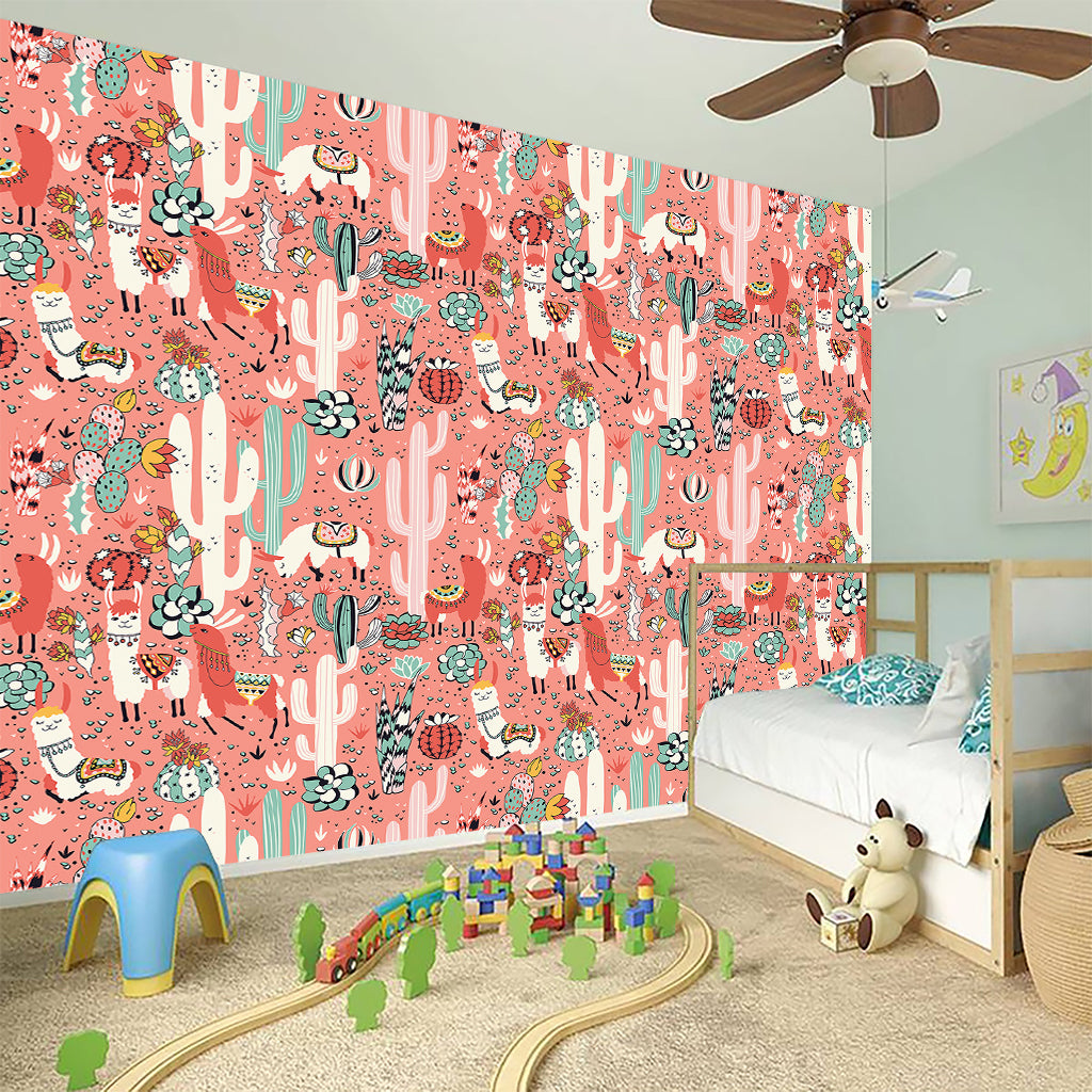 Happy Llama Pattern Print Wall Sticker