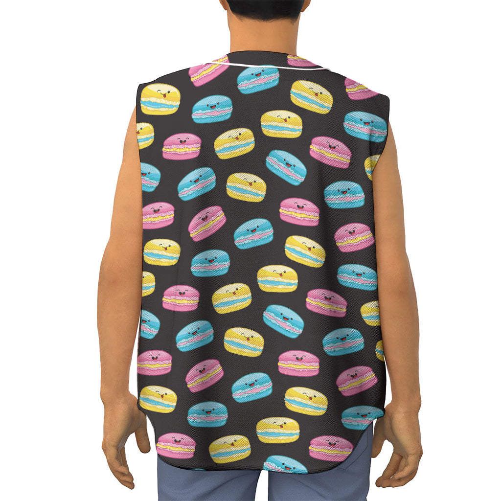 Happy Macarons Pattern Print Sleeveless Baseball Jersey