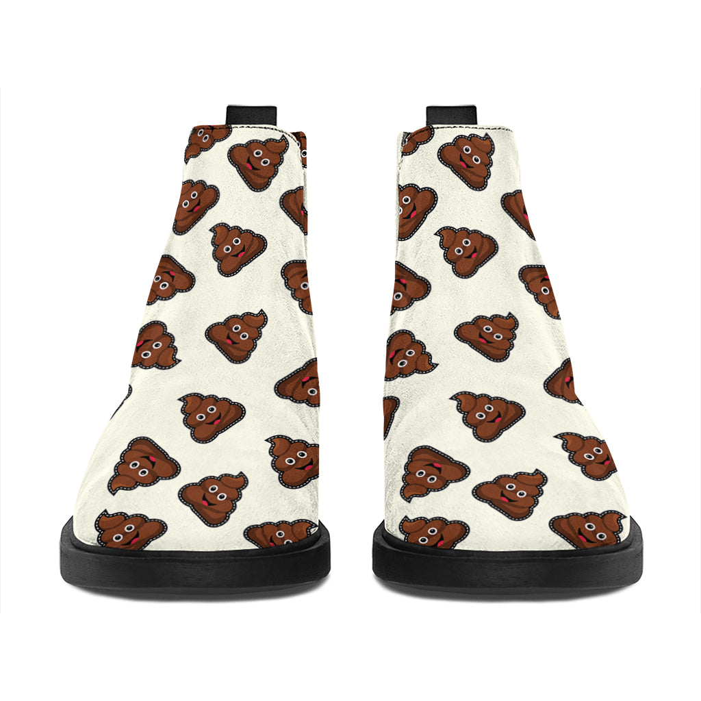 Happy Poop Pattern Print Flat Ankle Boots