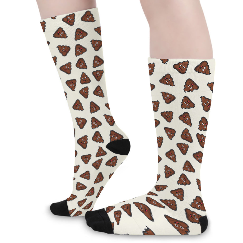 Happy Poop Pattern Print Long Socks