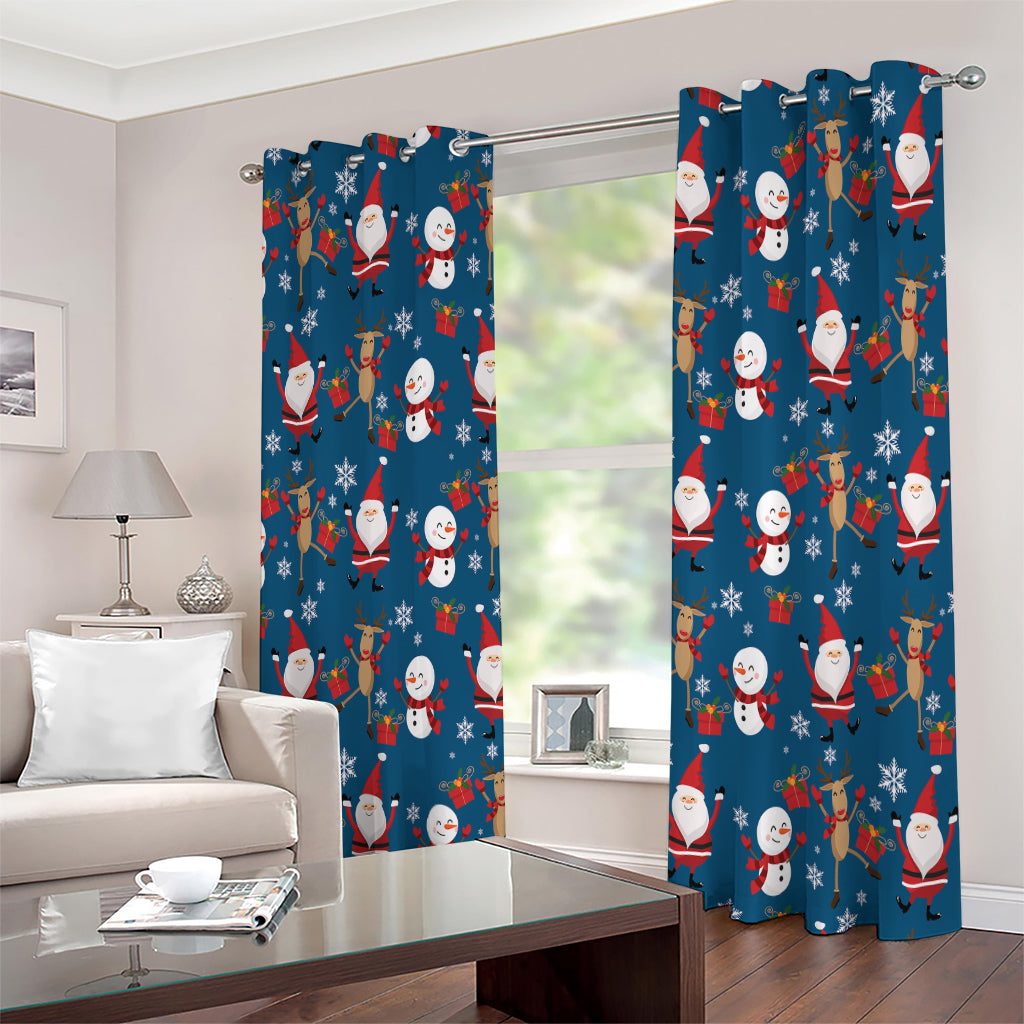 Happy Santa Claus Pattern Print Extra Wide Grommet Curtains