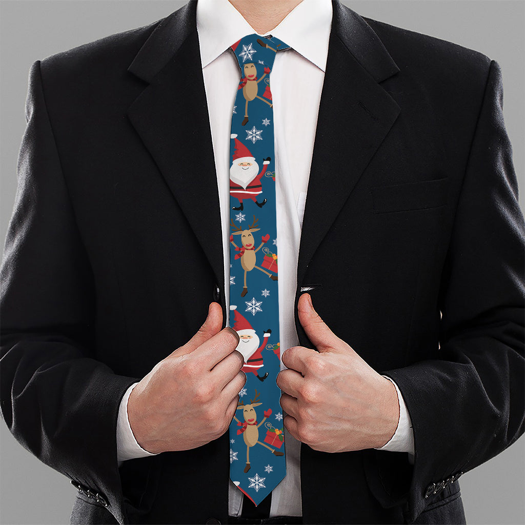 Happy Santa Claus Pattern Print Necktie
