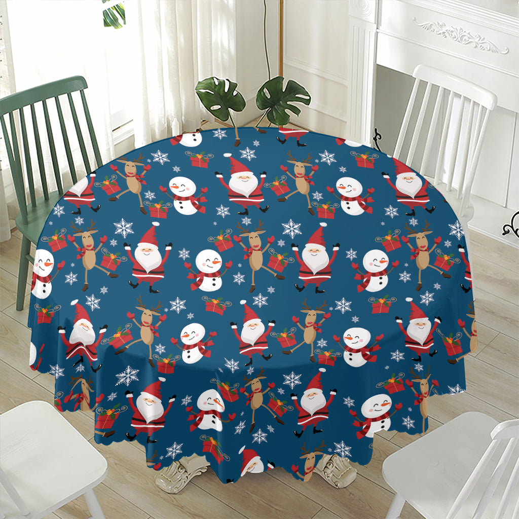 Happy Santa Claus Pattern Print Waterproof Round Tablecloth