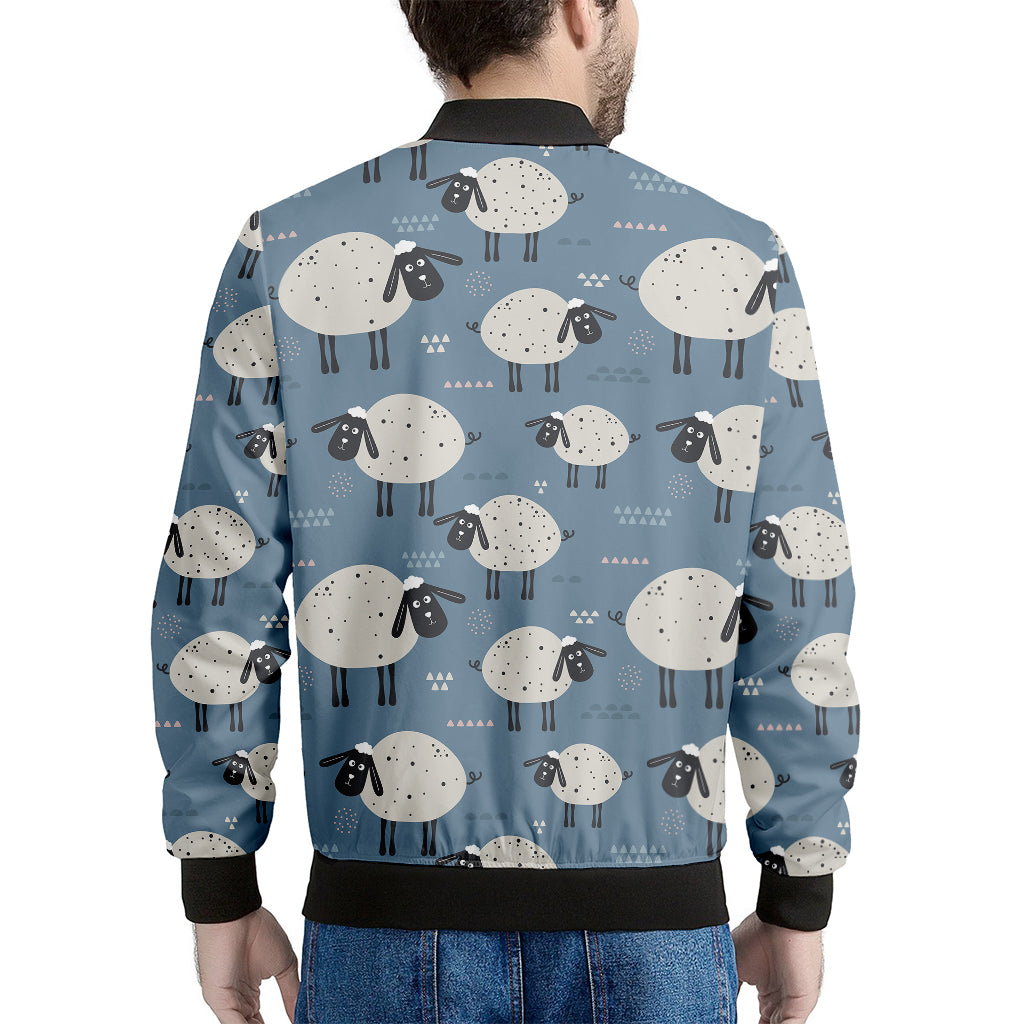 Happy Sheep Pattern Print Men's Bomber Jacket