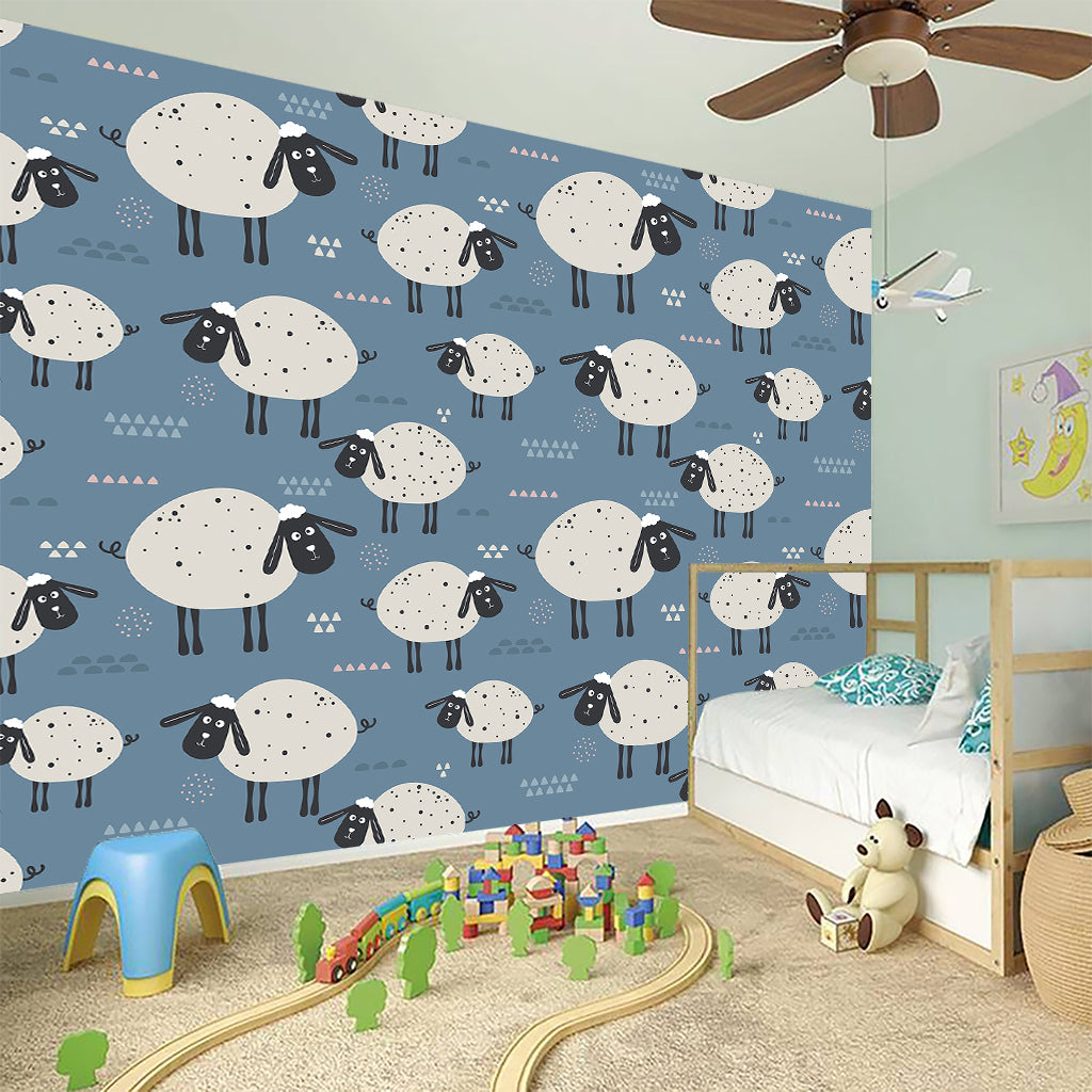 Happy Sheep Pattern Print Wall Sticker