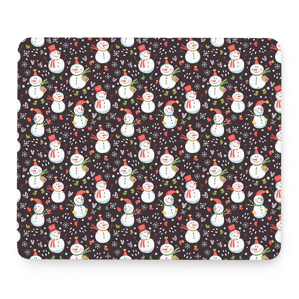 Happy Snowman Pattern Print Mouse Pad