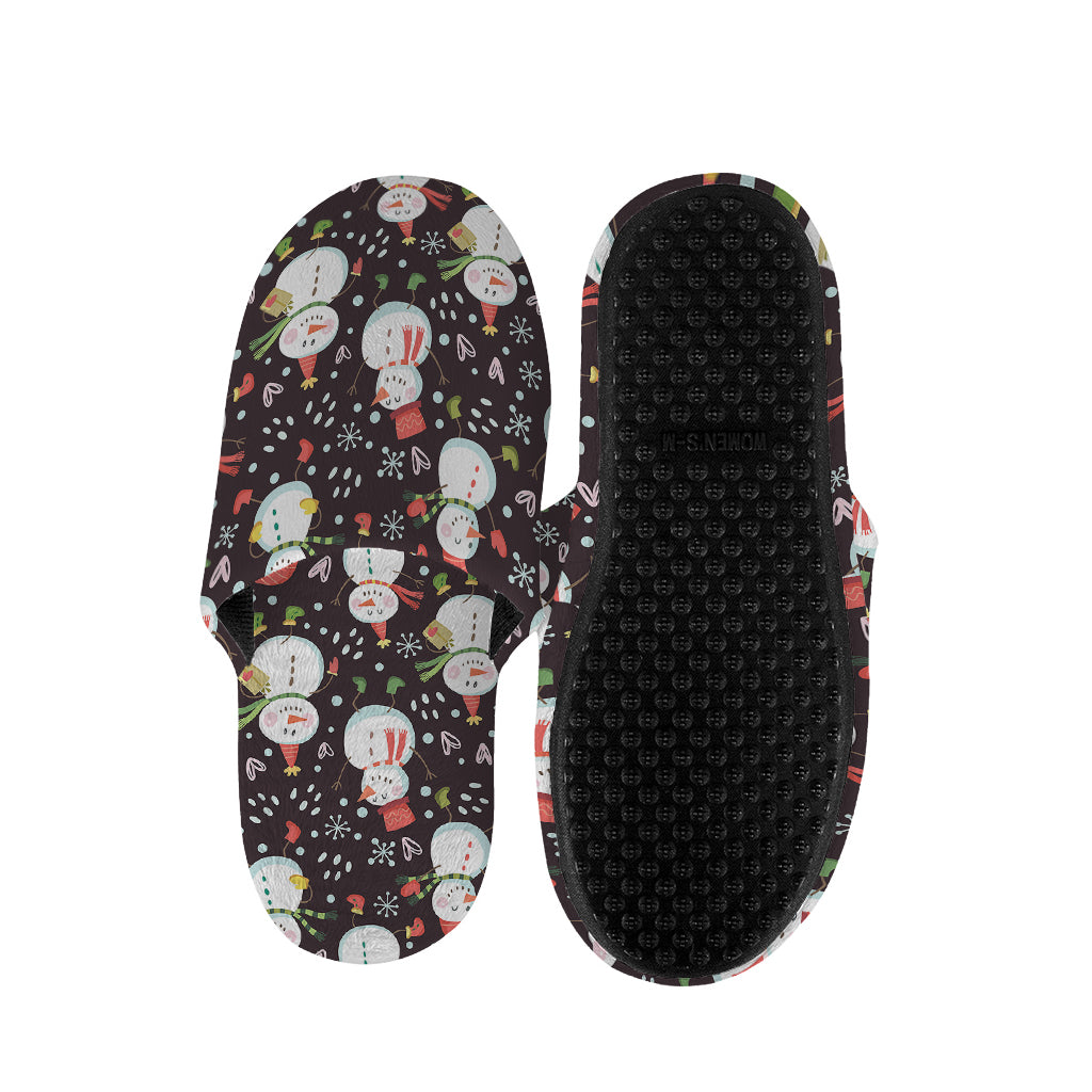 Happy Snowman Pattern Print Slippers