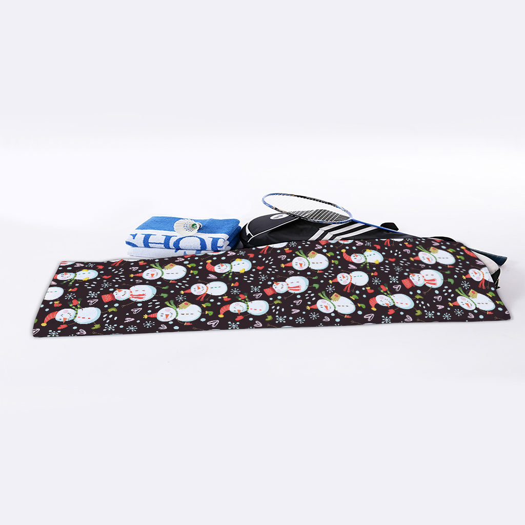 Happy Snowman Pattern Print Sports Towel