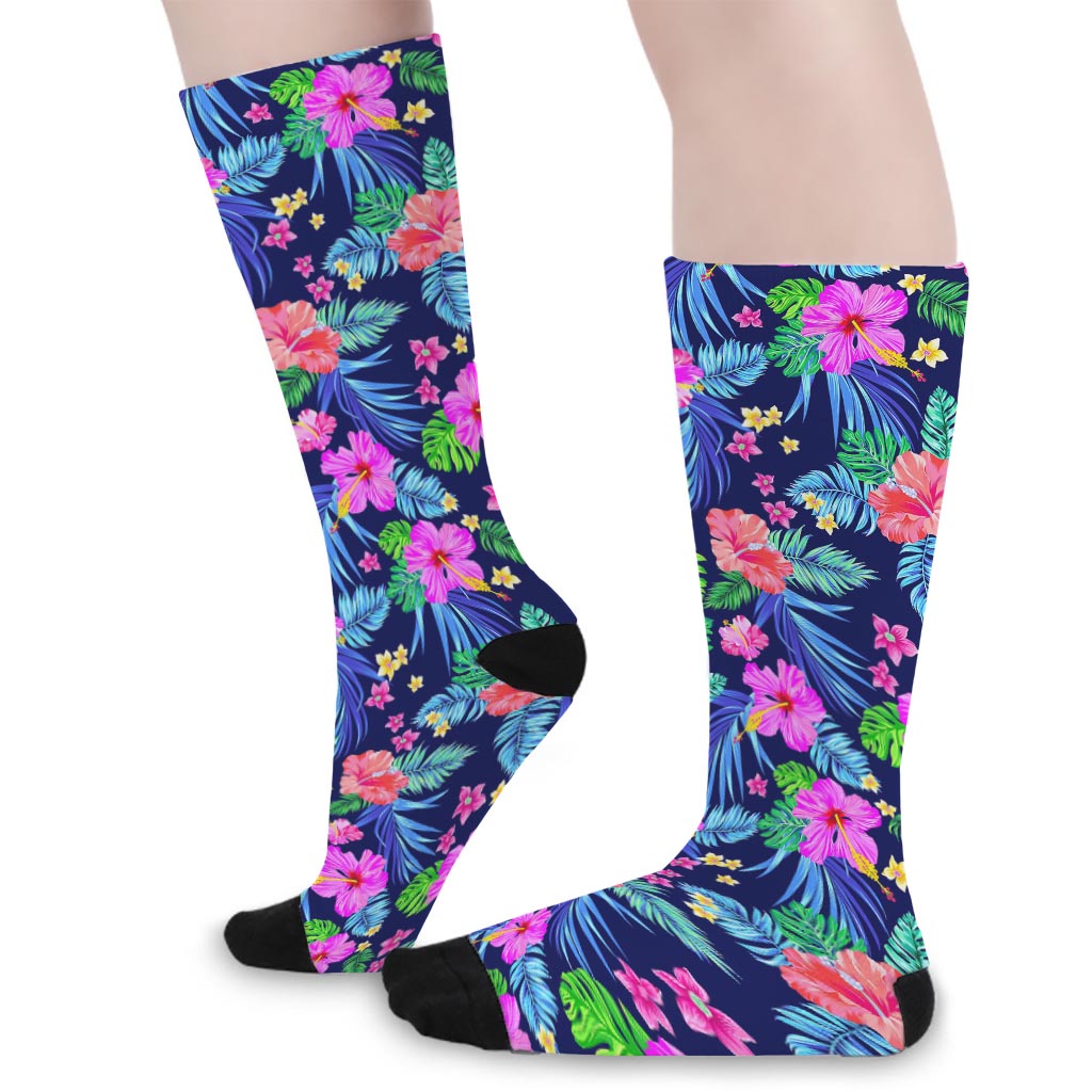Hawaii Exotic Flowers Pattern Print Long Socks