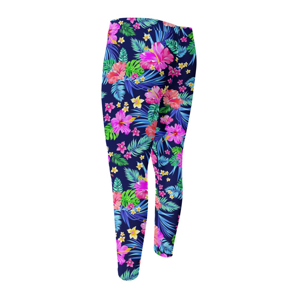 Hawaii Exotic Flowers Pattern Print Men's Compression Pants
