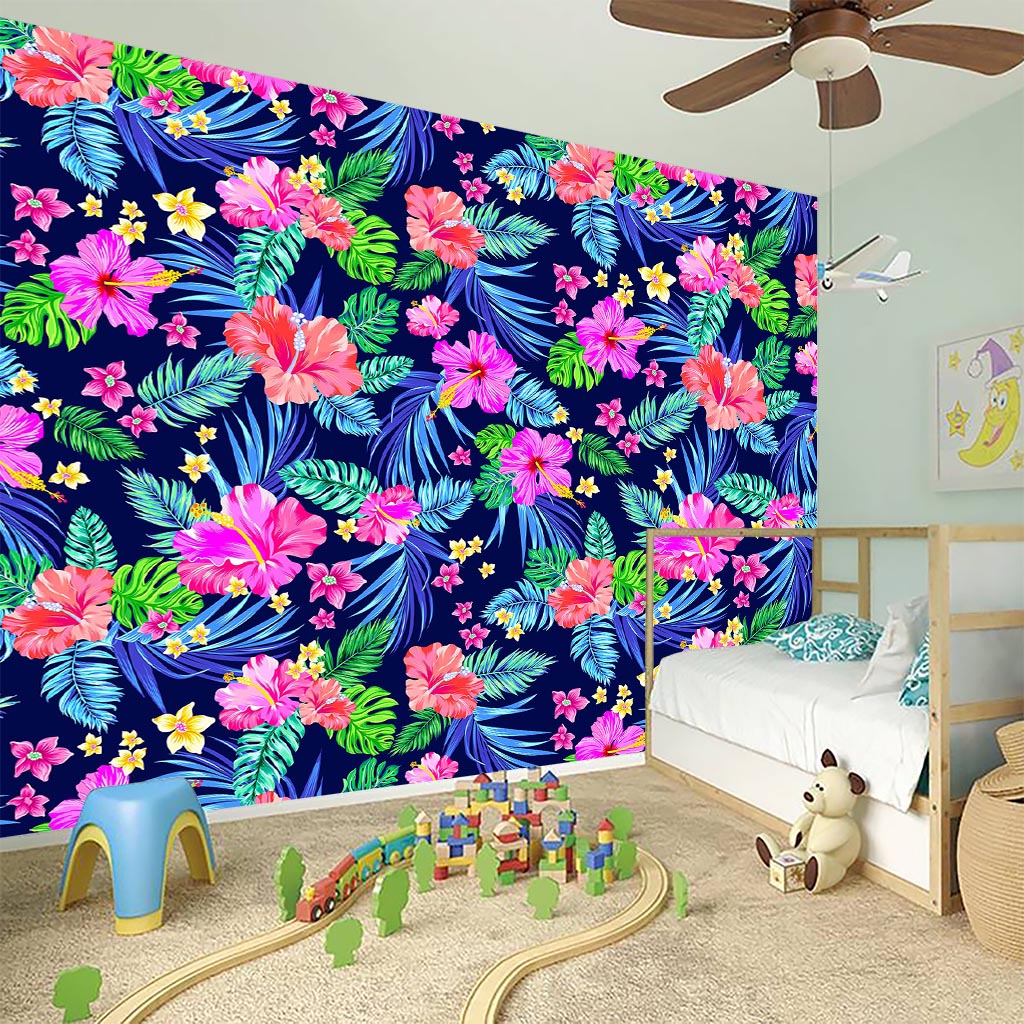 Hawaii Exotic Flowers Pattern Print Wall Sticker