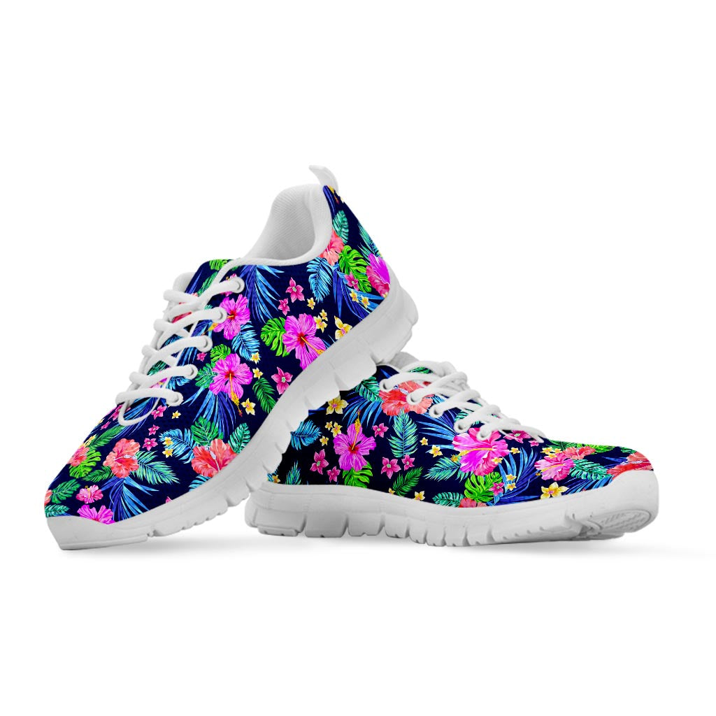 Hawaii Exotic Flowers Pattern Print White Running Shoes