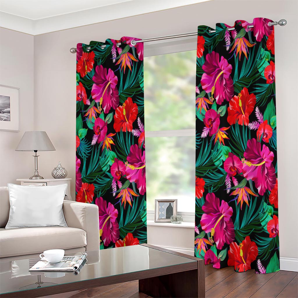 Hawaii Floral Flowers Pattern Print Extra Wide Grommet Curtains