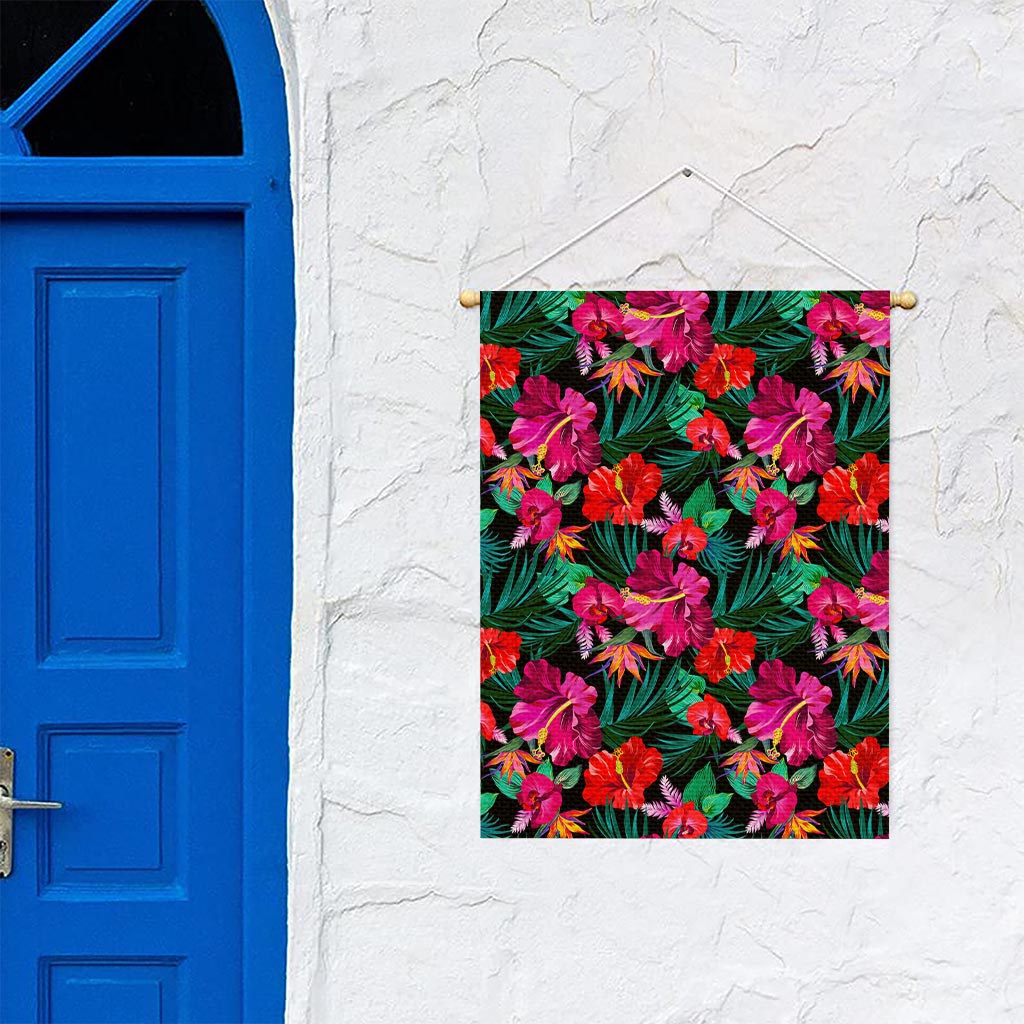 Hawaii Floral Flowers Pattern Print Garden Flag