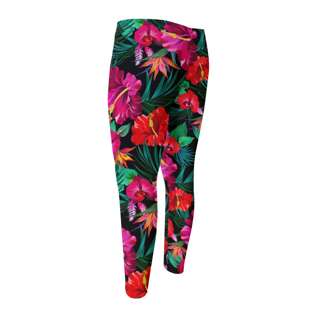 Hawaii Floral Flowers Pattern Print Men's Compression Pants