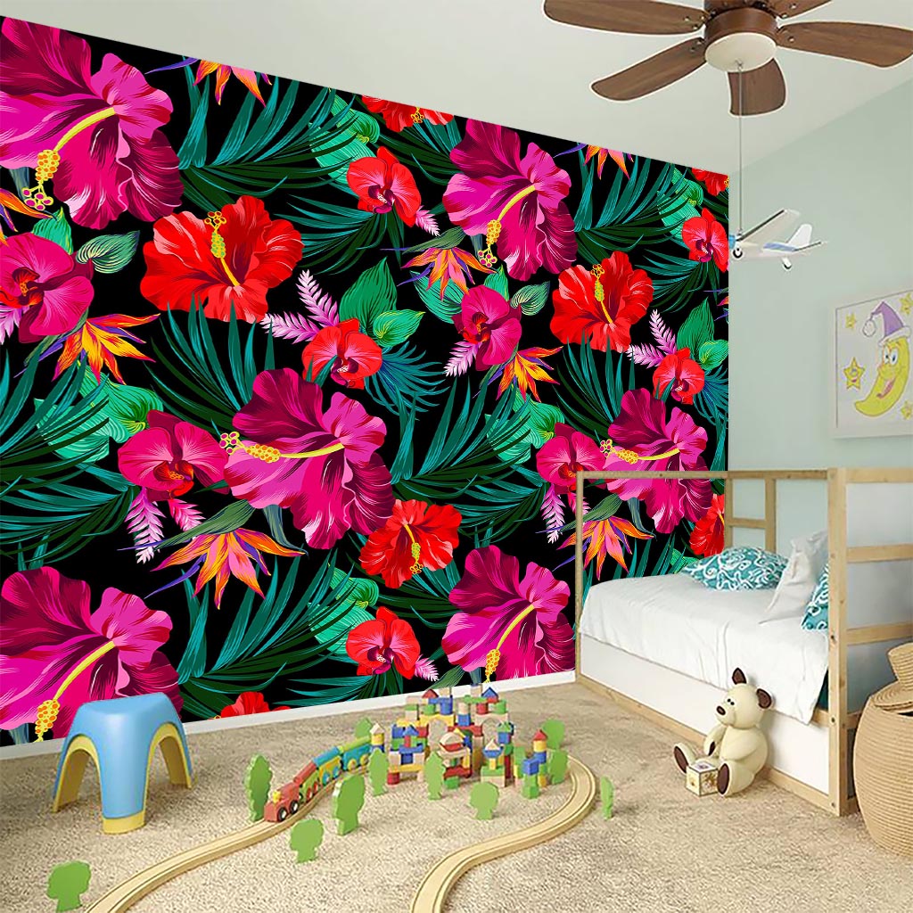 Hawaii Floral Flowers Pattern Print Wall Sticker