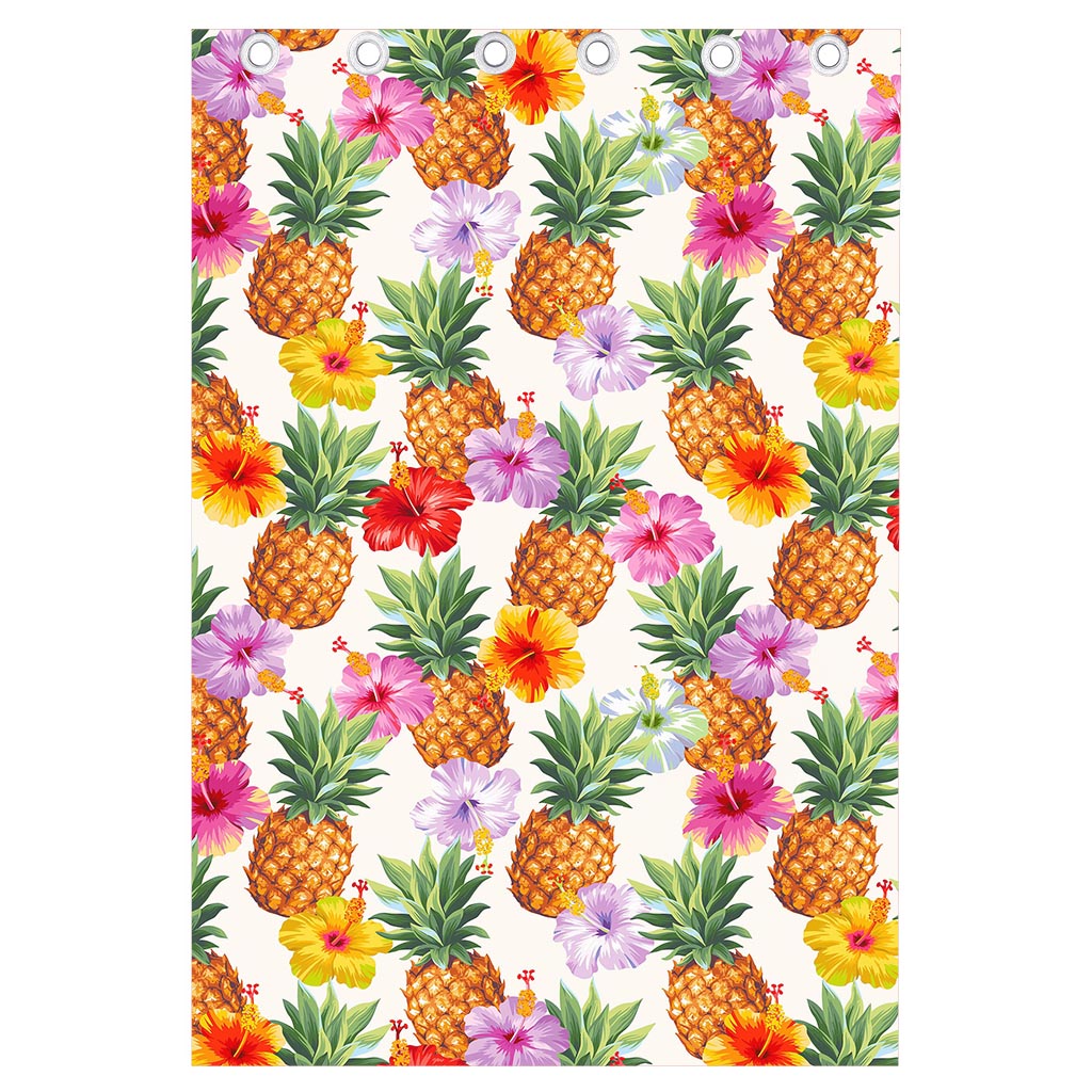 Hawaii Hibiscus Pineapple Pattern Print Curtain