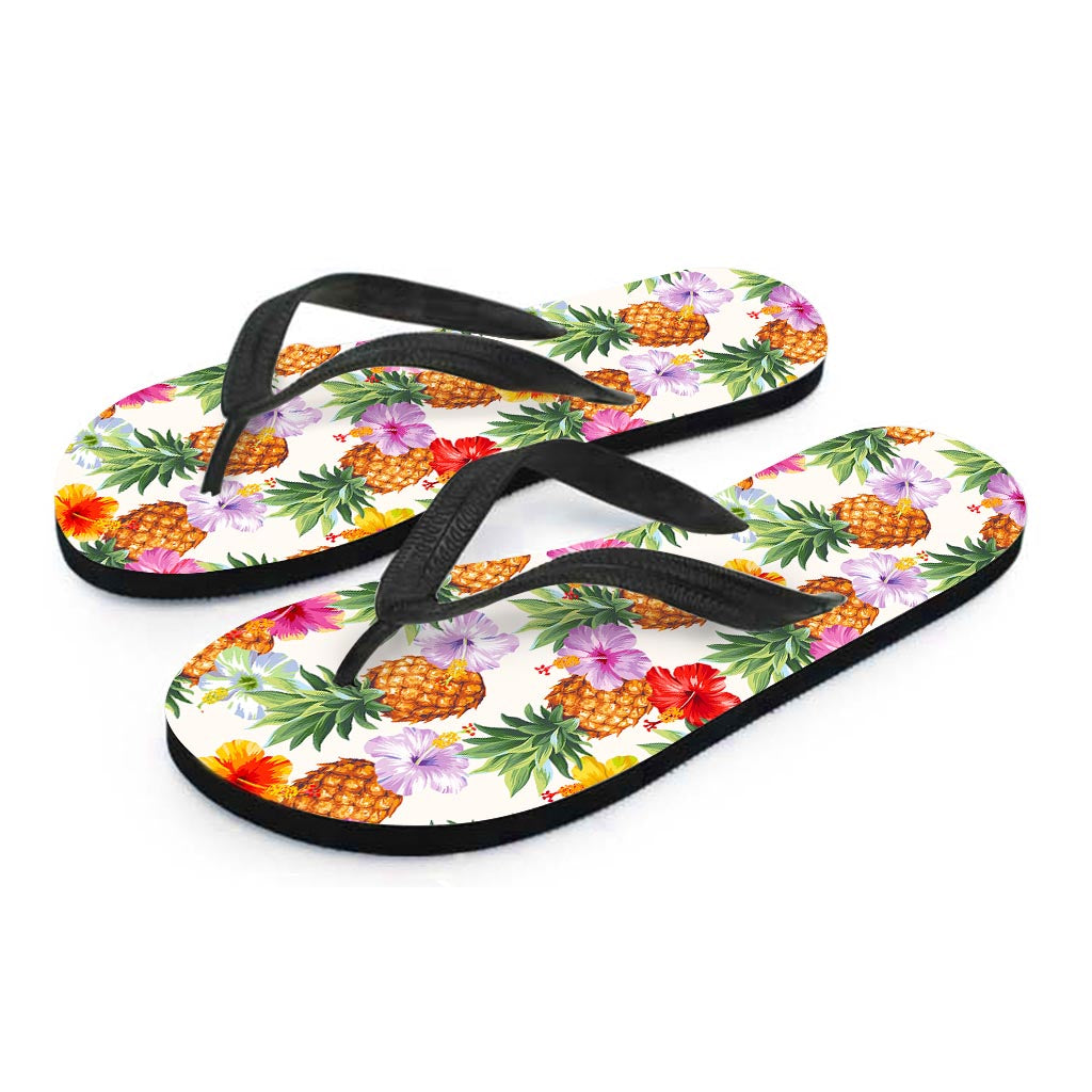 Hawaii Hibiscus Pineapple Pattern Print Flip Flops